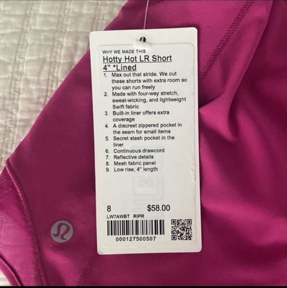NEW LULULEMON HOTTY HOT SHORTS 4" TALL LOW RISE RIPENED RASPBERRY - Picture 7 of 8
